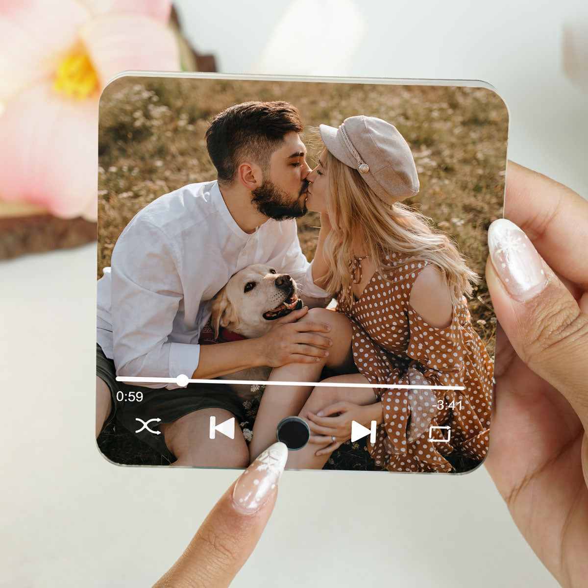 Couple Custom Photo Personalized Bluetooth Music Fridge Magnet,  Gift For Couple