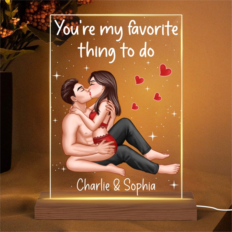 Sexy Couple Kissing Personalized Rectangle Acrylic Plaque LED Night Light