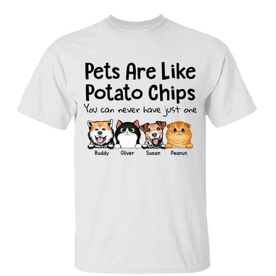 Peeking Dogs Cats Like Potato Chips Personalized Shirt