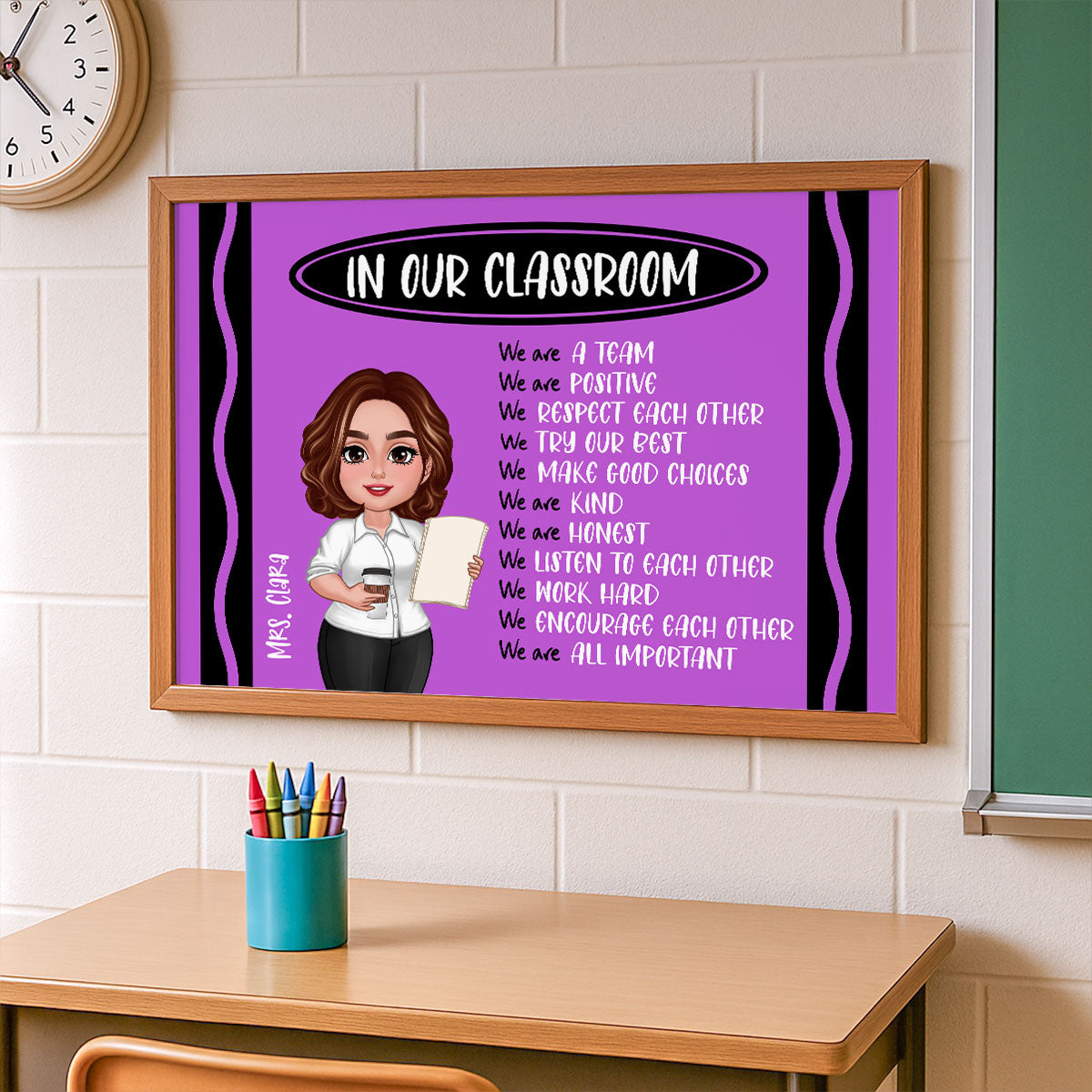 Teacher Crayon Pattern In Our Classroom Personalized Poster