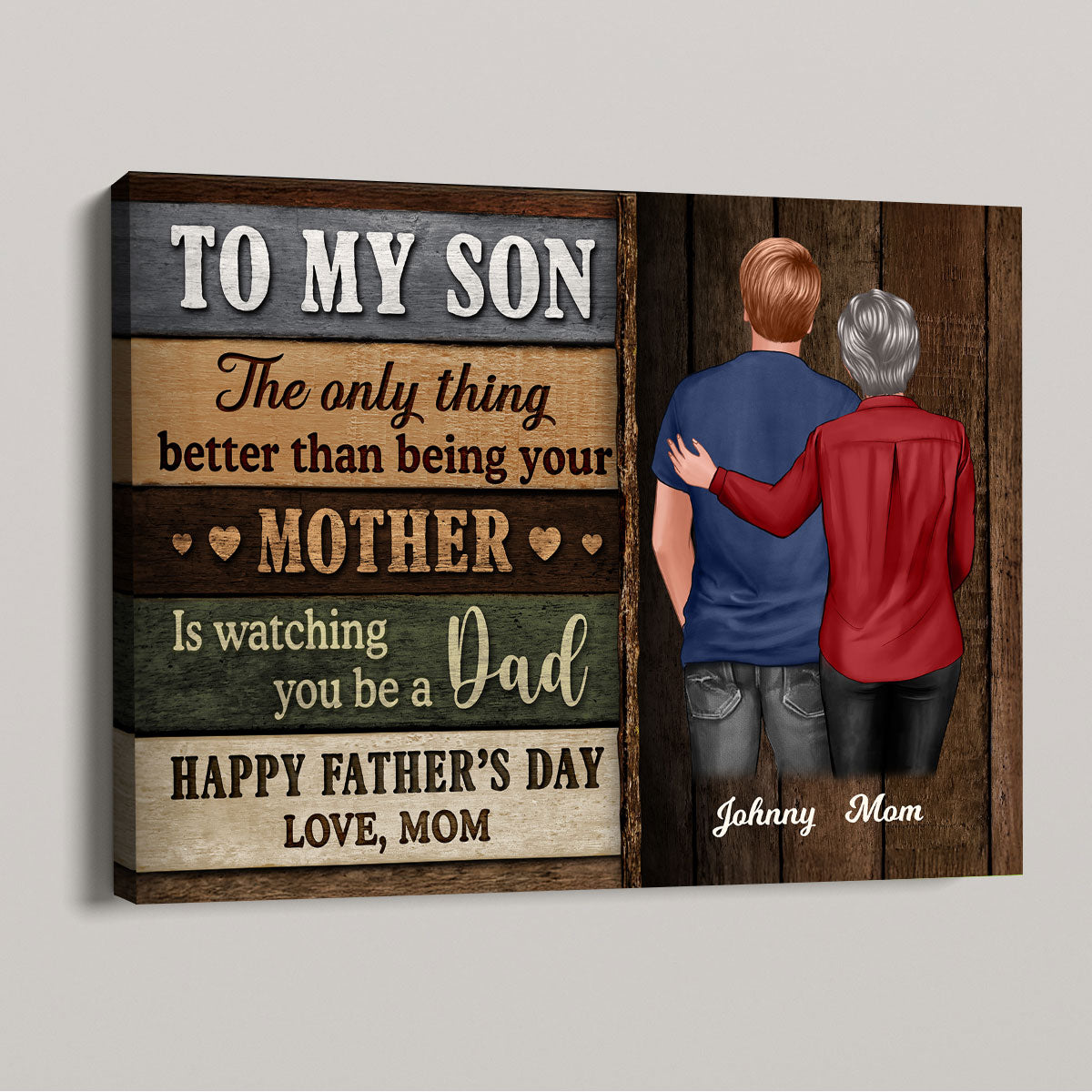 Colored Wood Pallets To My Son From Mom Happy Father's Day Personalized Wrapped Canvas