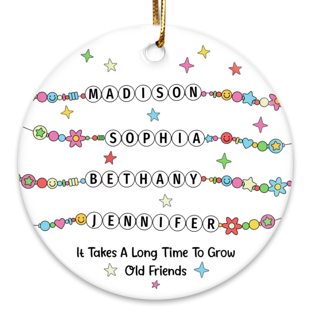 Besties Sisters Friends Bracelet Names Personalized Circle Ceramic Ornament