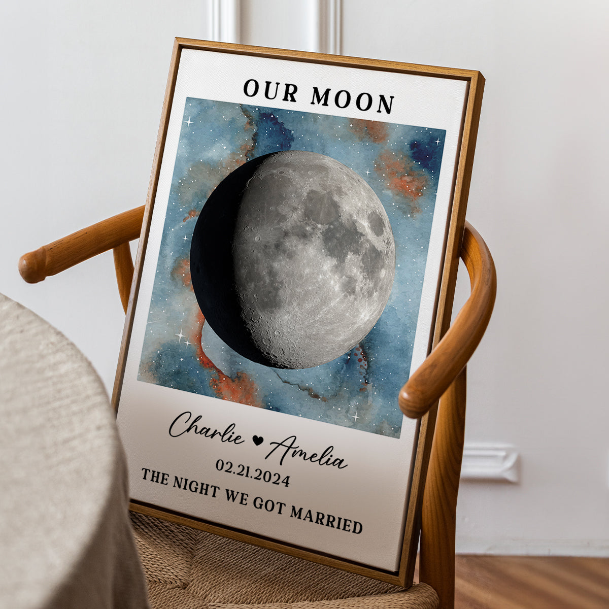 Gradient Couple Custom Moon Phase Anniversary Date Personalized Poster, Anniversary Gift, Wedding Gift For Couple