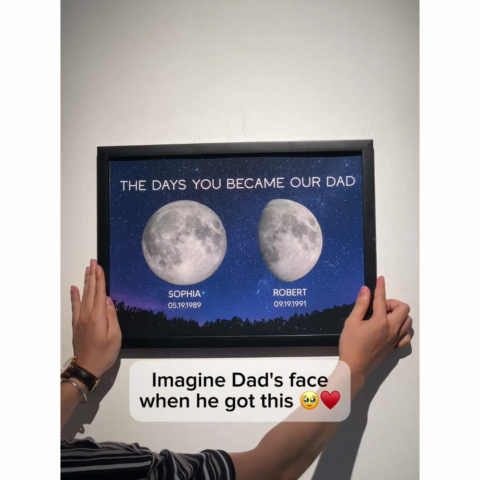 Galaxy Night Custom Birth Moon Phase The Days You Became Our Dad Personalized Poster| Heartfelt Father's Day Gift For Dad, Husband