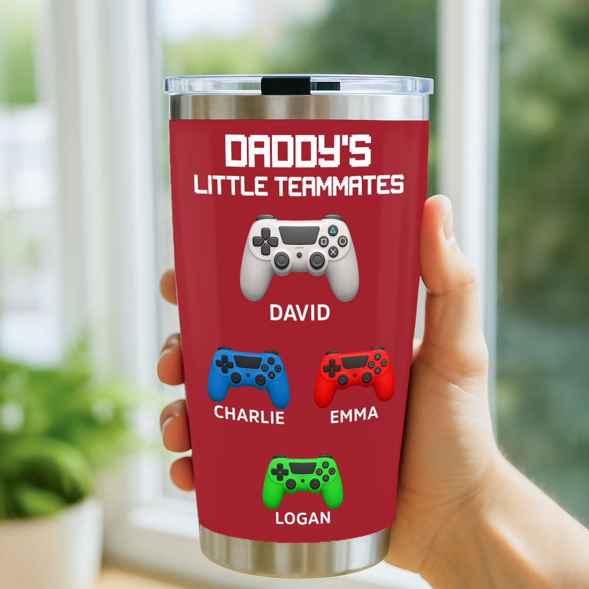 Daddy's Little Teammates Personalized Tumbler, Father's Day Gift for Gamer Dads