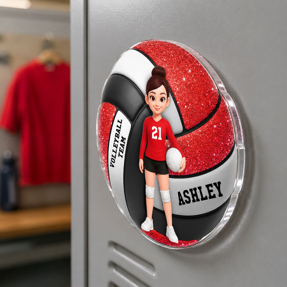 Volleyball Boy & Girl - Personalized Acrylic Locker Magnet - Back To School Gift For Daughters, Sons, Grandkids, Teenagers
