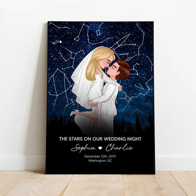 The Stars On Our Wedding Night Custom Star Map Personalized Poster, Heartfelt Wedding Gift Anniversary Gift For Couple, For Her, For Him