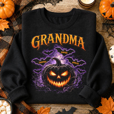 Jack O Lantern Pumpkin Grandma - Personalized Shirt - Trendy Halloween Tee for Grandma