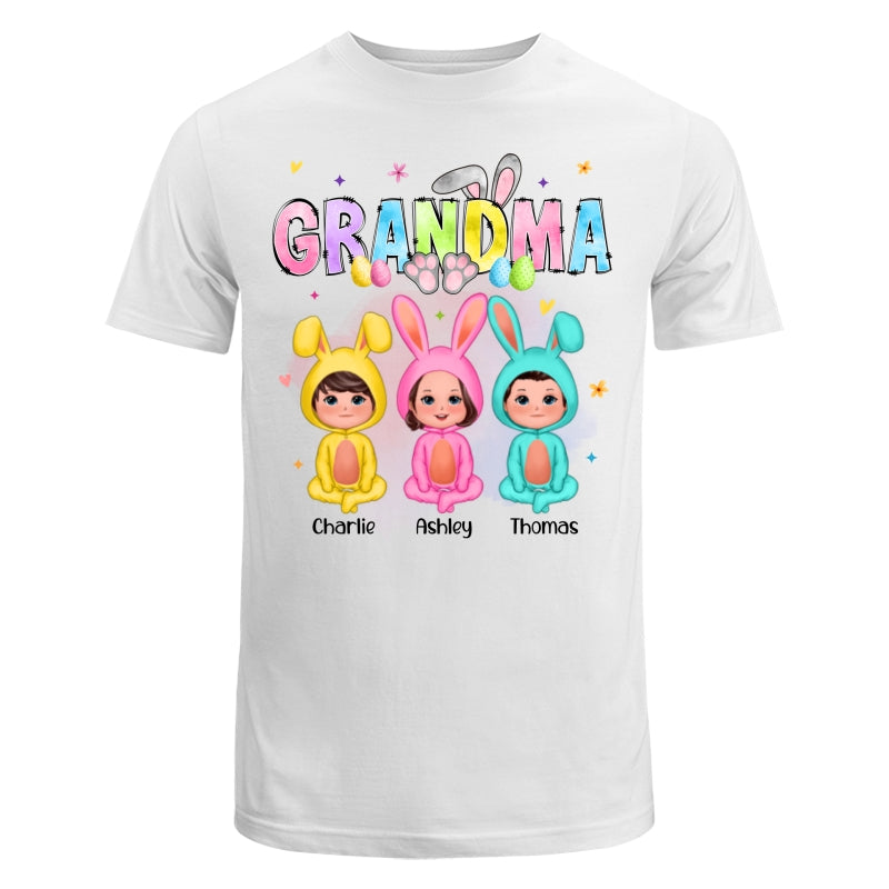 Grandma Bunny With Doll Grandkids Easter Personalized Shirt