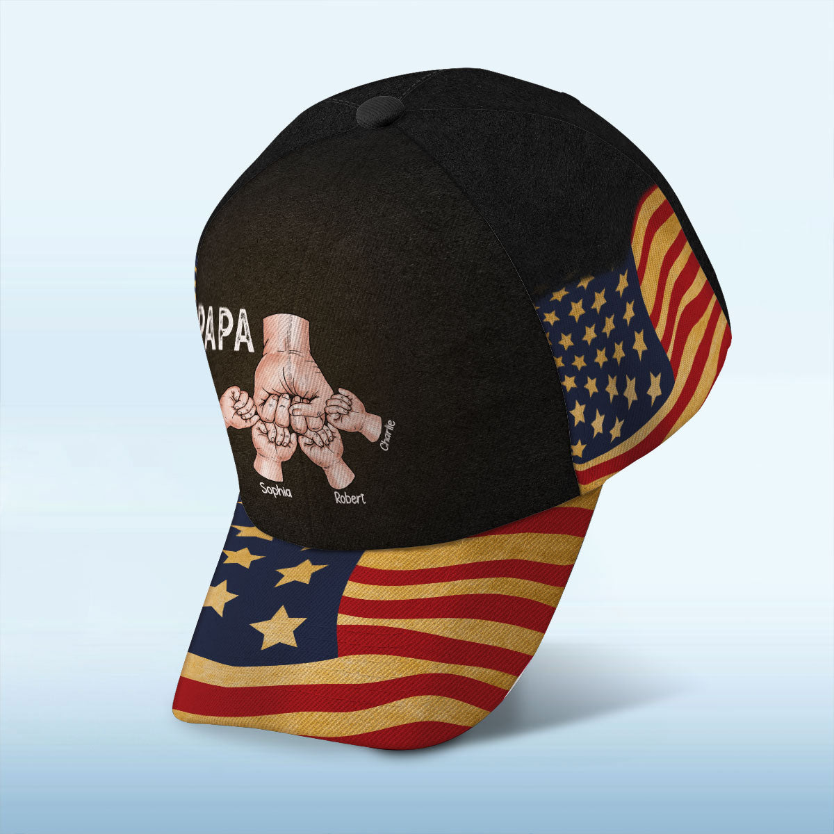 Grandpa Fist Bump Nation Flag Personalized Classic Cap, Father's Day Gift For Grandpa