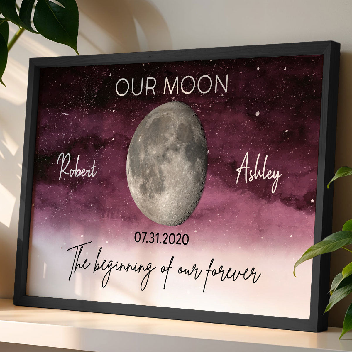 Starry Night Eternal Love Couple Custom Moon Phase Anniversary Date Personalized Poster