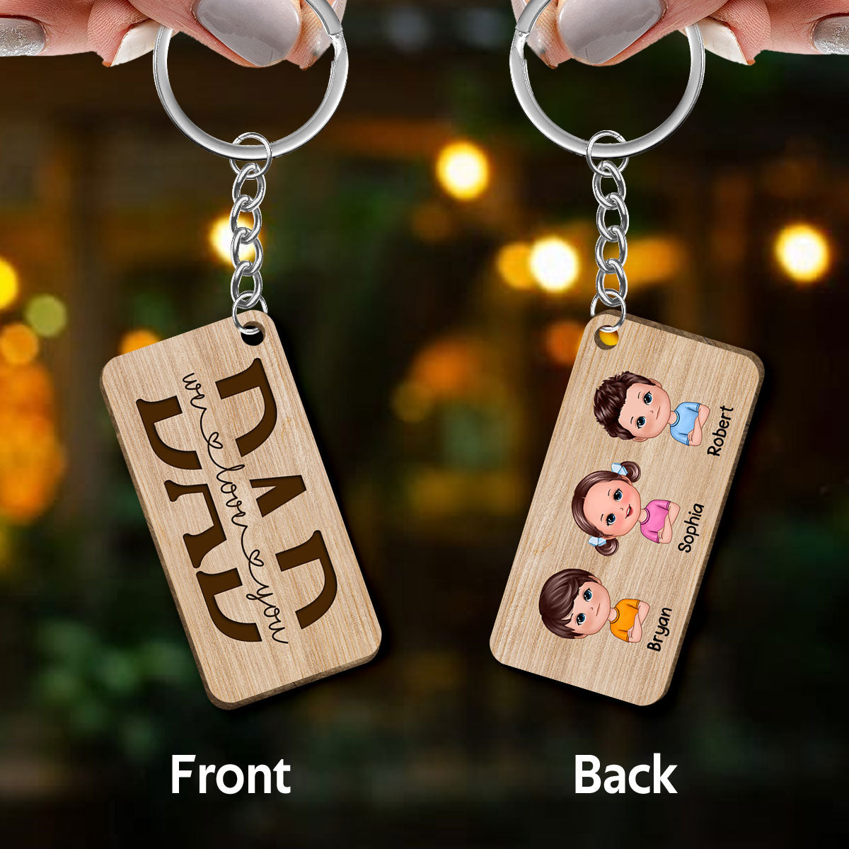 Best Dad Ever Drive Safe Daddy Doll Kids Dog Cat Personalized Wooden Keychain