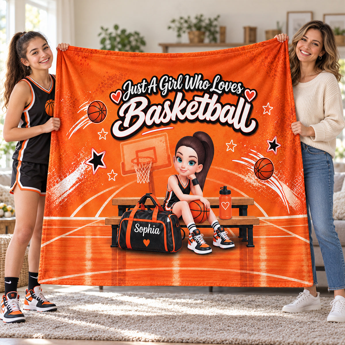 Just a Boy Girl Who Loves Basketball - Personalized Fleece Blanket - Christmas Gift for Daughter, Granddaughter, Team Players