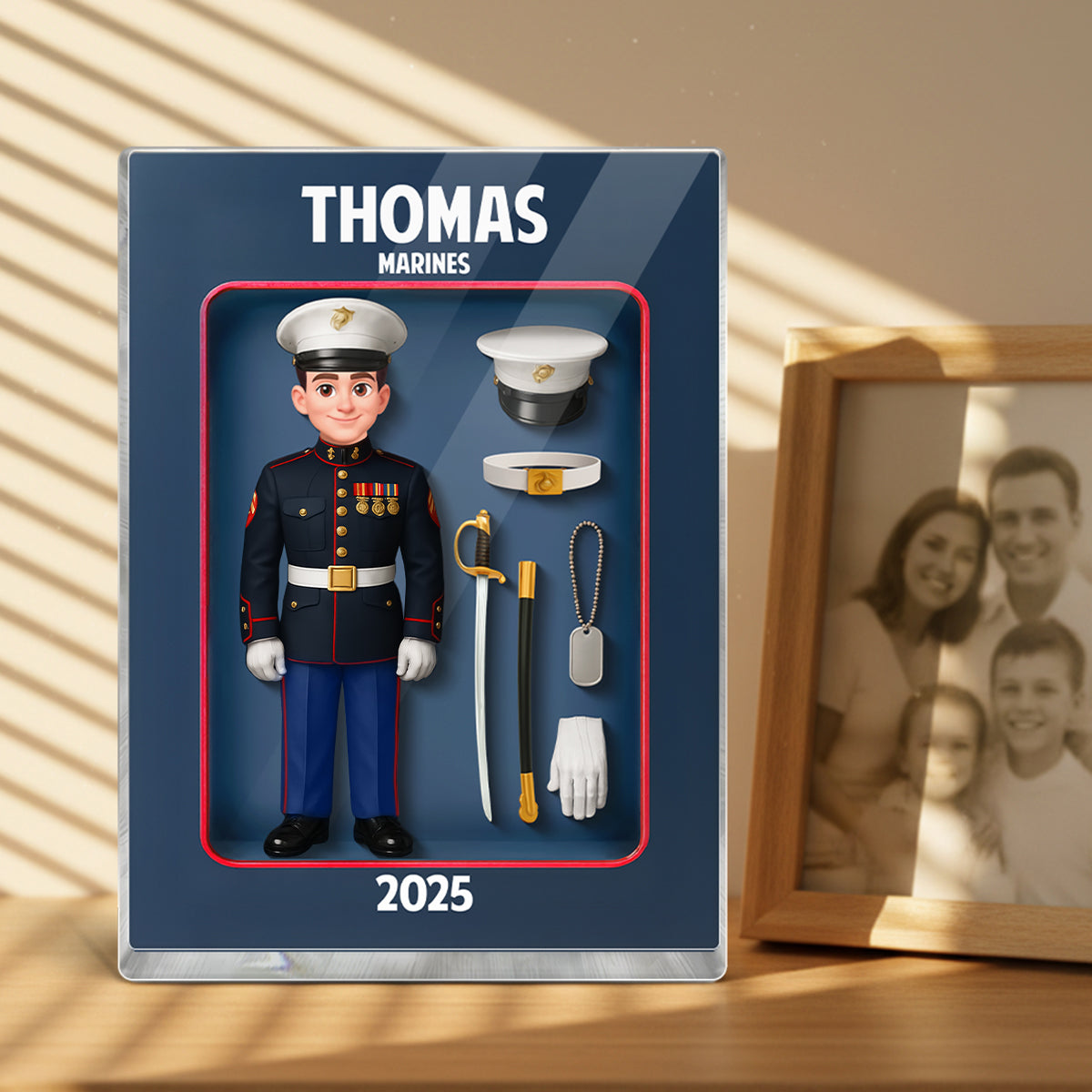 Marines Action Figure 3D Effect - Personalized Acrylic Block - Special Gift For The Marines