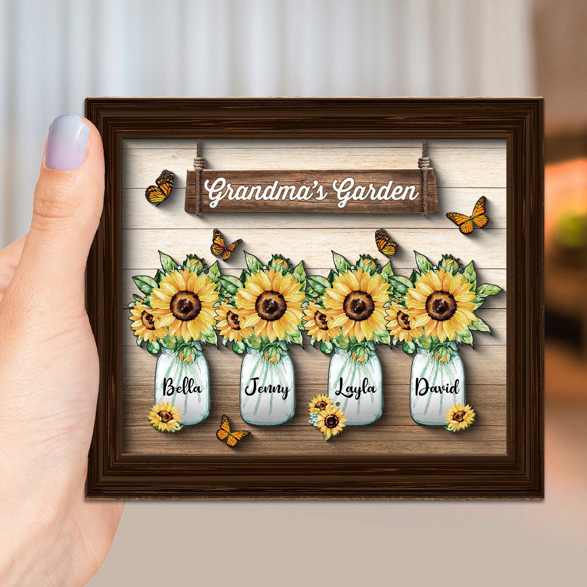 Grandma‘s Garden Personalized 2-Layer Wooden Plaque