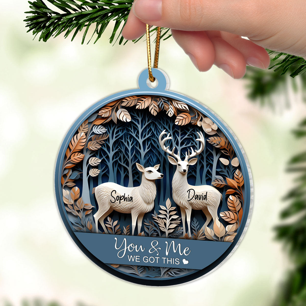 3D Effect Couple You & Me We Got This Deers Personalized Acrylic Ornament