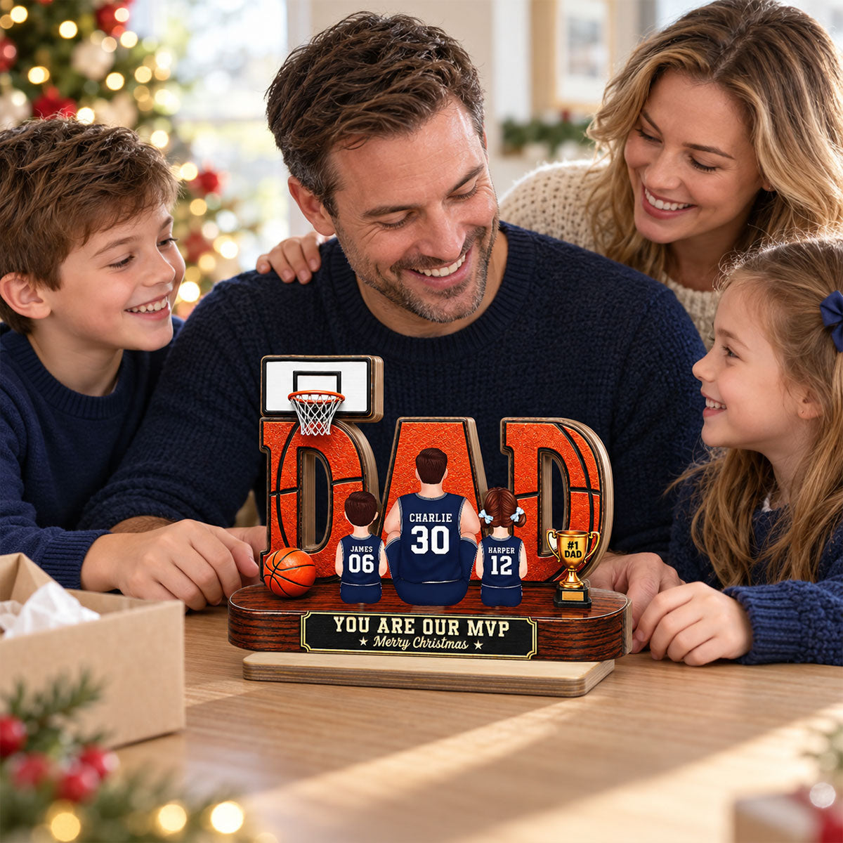 Basketball Dad Legend Daddy's Dream Team - Personalized 2-Layered Wooden Plaque - Christmas Gift For Dad, Husband, Basketball Players, Basketball Lovers