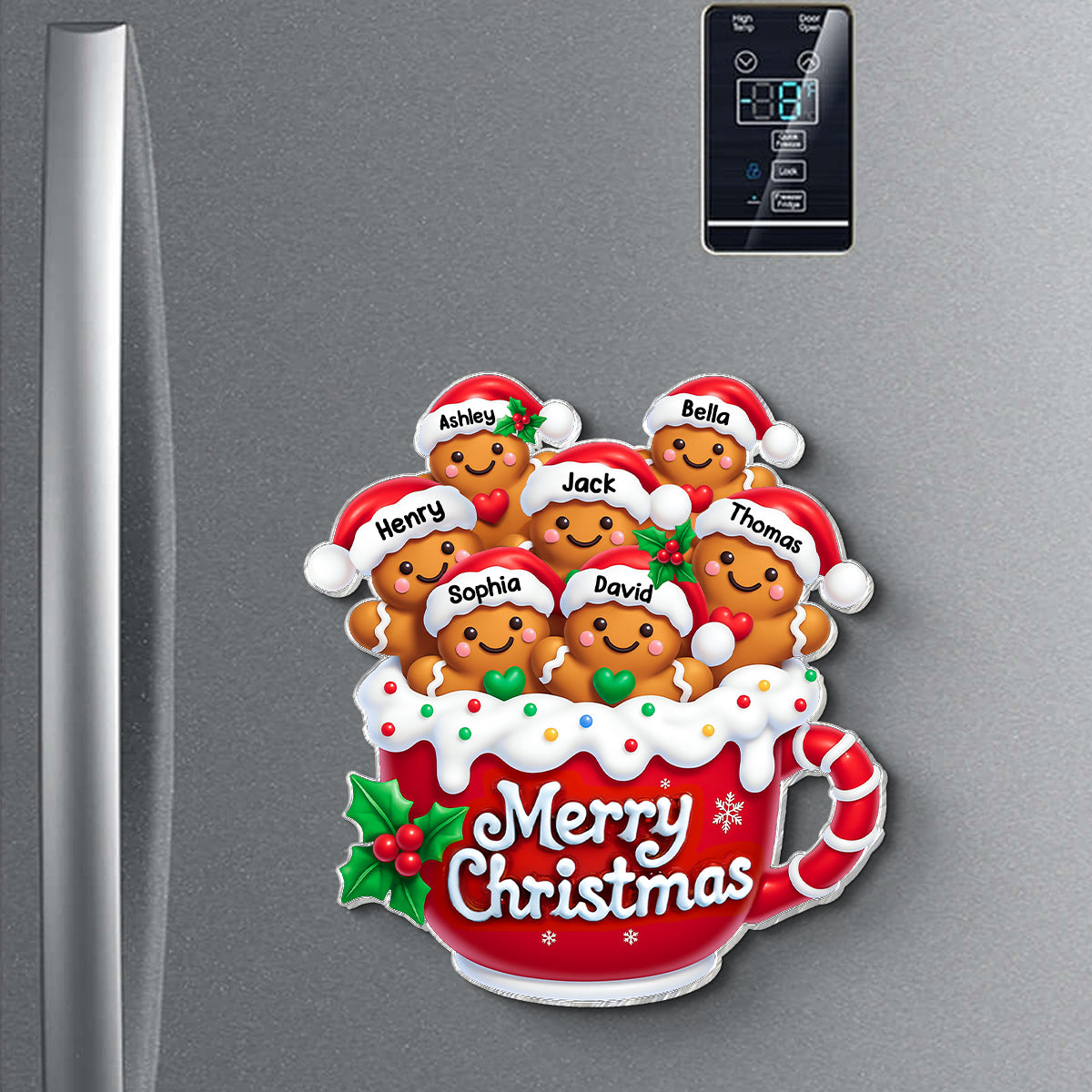 Merry Christmas Gingerbread Family Personalized Acrylic Fridge Magnet