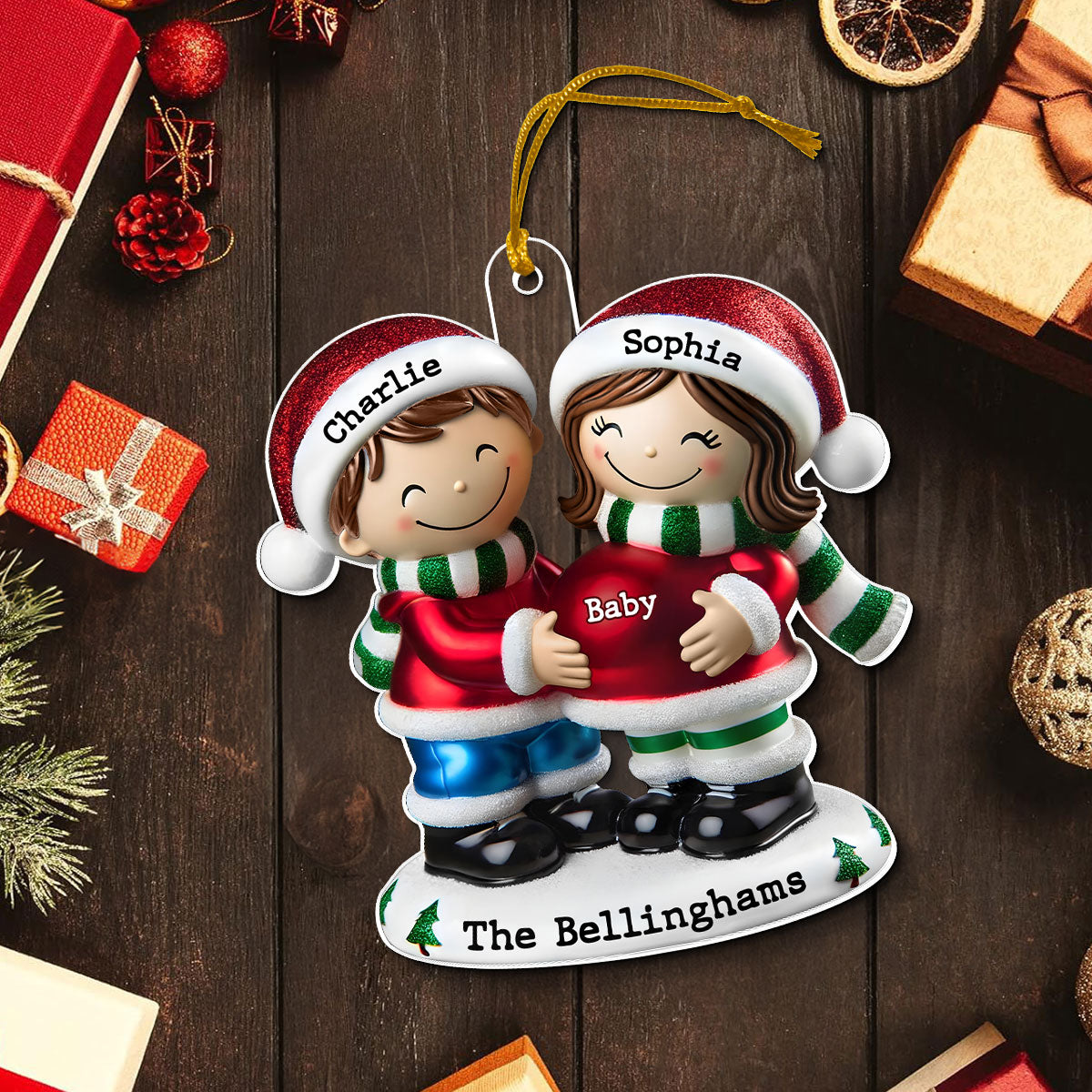 2024 Pregnancy Ornament, Personalized We're Expecting Parents, Pregnant Christmas Ornament, Mom and Dad to Be Gift