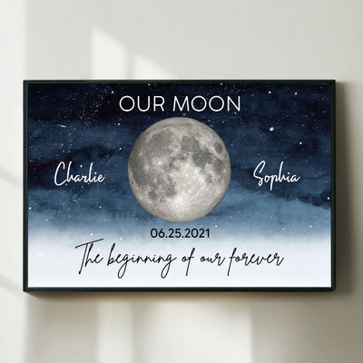 Starry Night Eternal Love Couple Custom Moon Phase Anniversary Date Personalized Poster