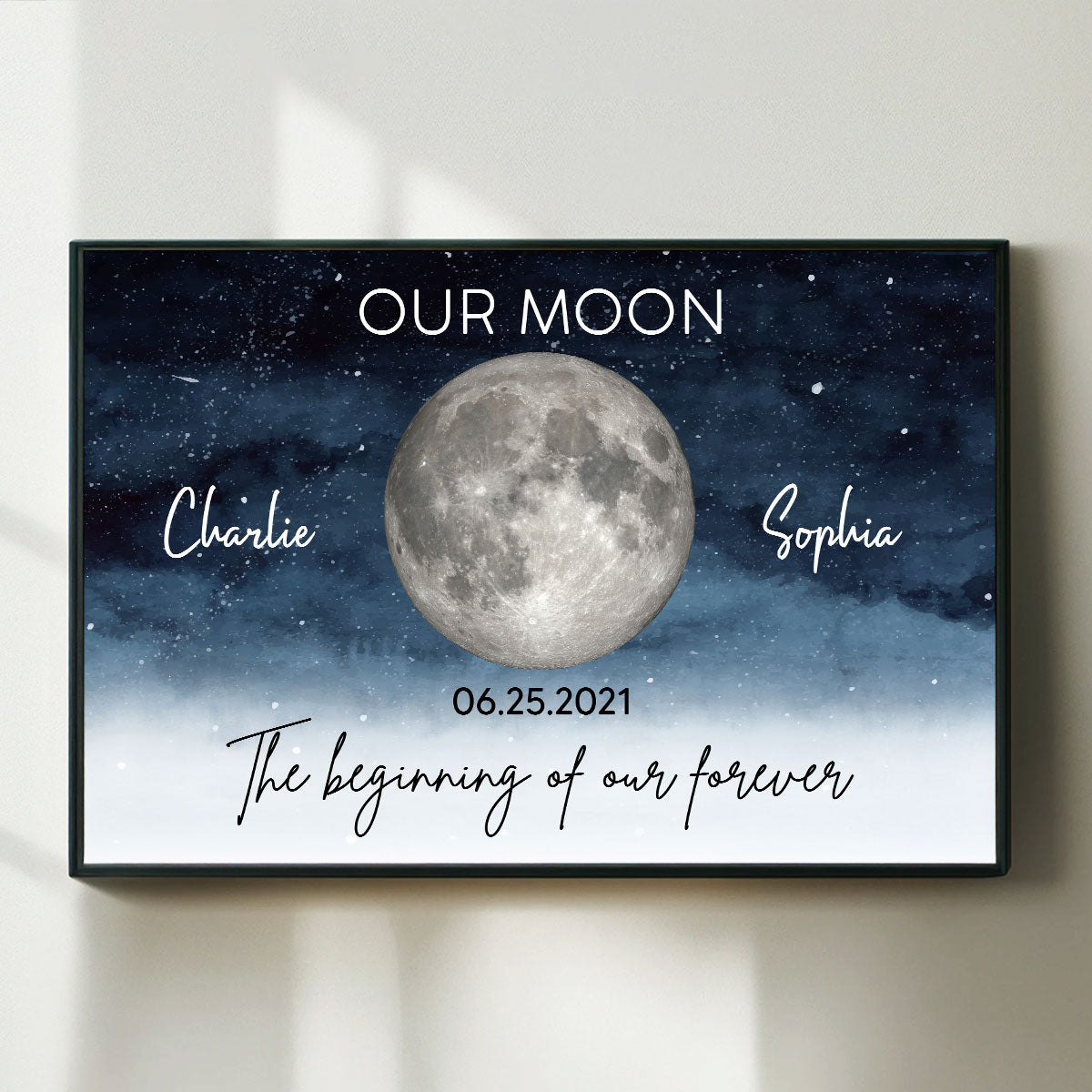Starry Night Eternal Love Couple Custom Moon Phase Anniversary Date Personalized Poster