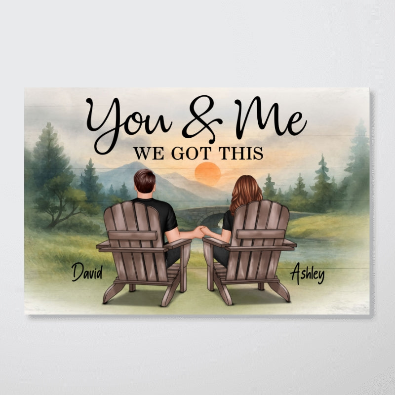 Retro Vintage Couple Mountain Landscape Personalized Poster| Heartfelt Anniversary Gift, Birthday Gift For Couple, For Him, For Her