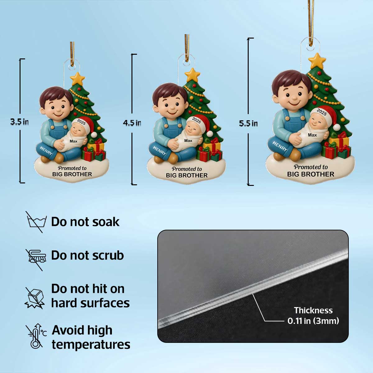 Proud New Big Sister Big Brother Under Tree - Personalized Acrylic Ornament - New Big Sibling Christmas Gift
