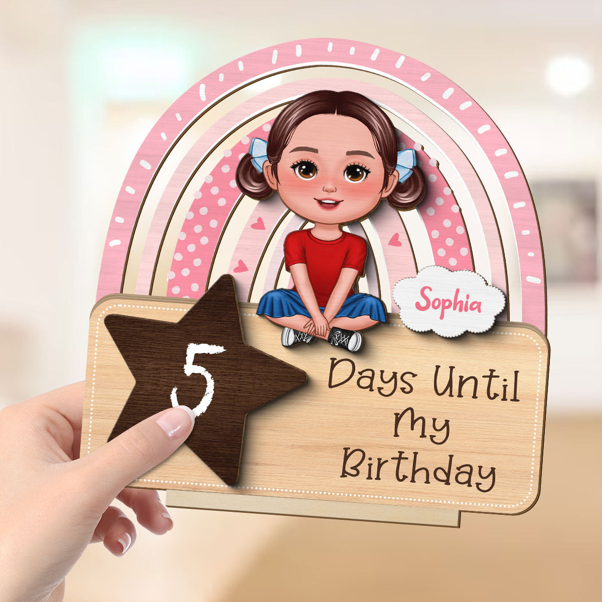 Unique Countdown For Kid Birthday Special Event Personalized 2-Layer Standing Wooden Plaque