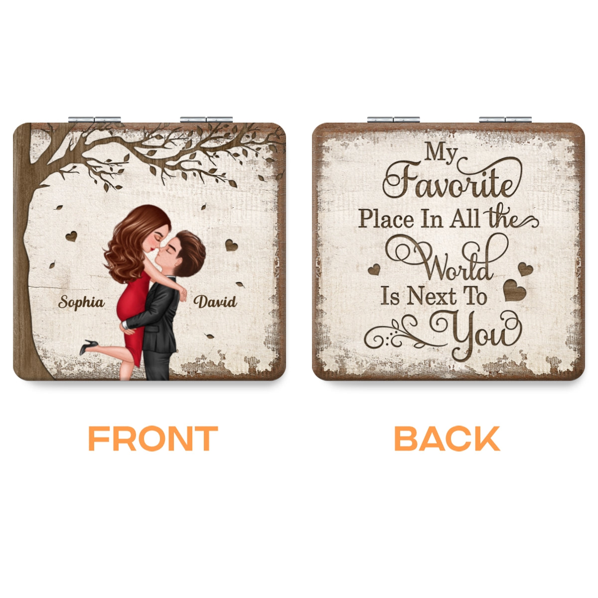 Favorite Place In The World Couple Kissing Personalized Compact Mirror