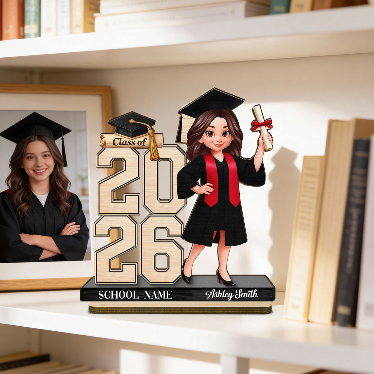 Class Of 2026 2027 Senior 2D Flat - Personalized 2-Layered Wooden Plaque - Graduation Gift For Graduates, Daughter, Son