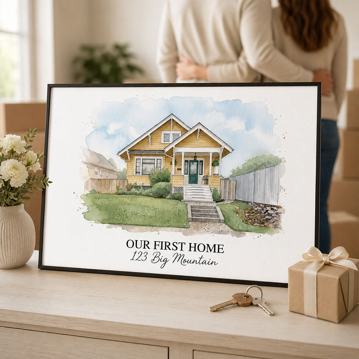 Home Sweet Home Custom Portrait - Personalized Poster - Housewarming Gift, Our First Home Sign