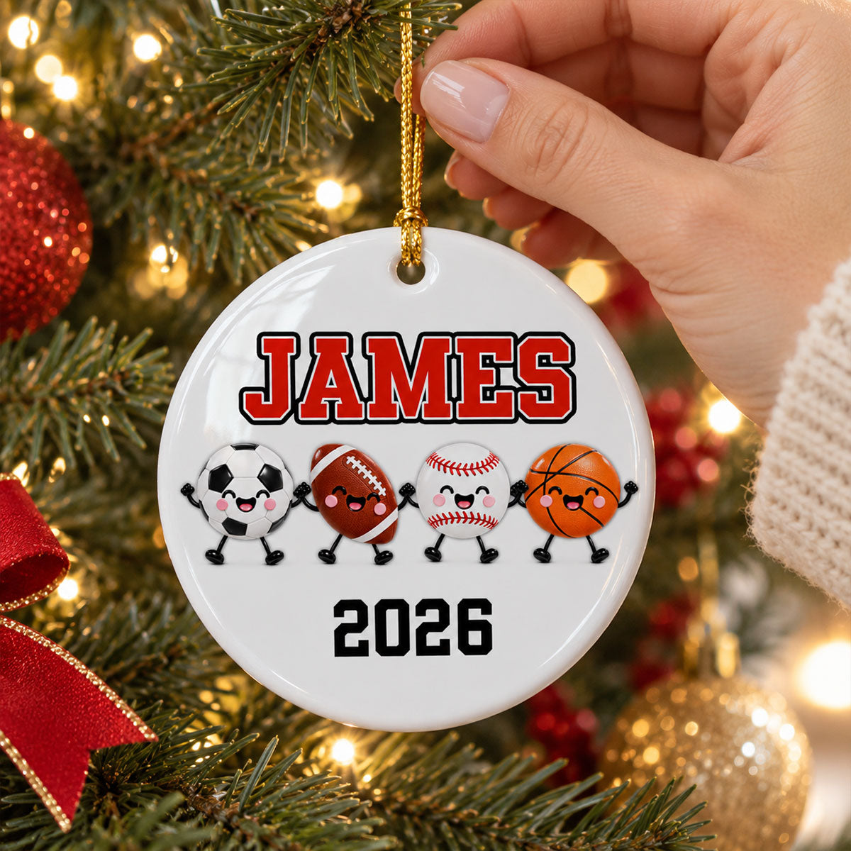 Multiple Sports Player 2D Flat - Personalized Ceramic Ornament - Christmas Gift For Kid, Teen, Soccer, Basketball, Baseball, Softball, Football, Volleyball Athlete