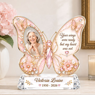 Memorial Butterfly Custom Photo - Personalized Acrylic Block Plaque - Heartfelt Sympathy Gift for Loved Ones