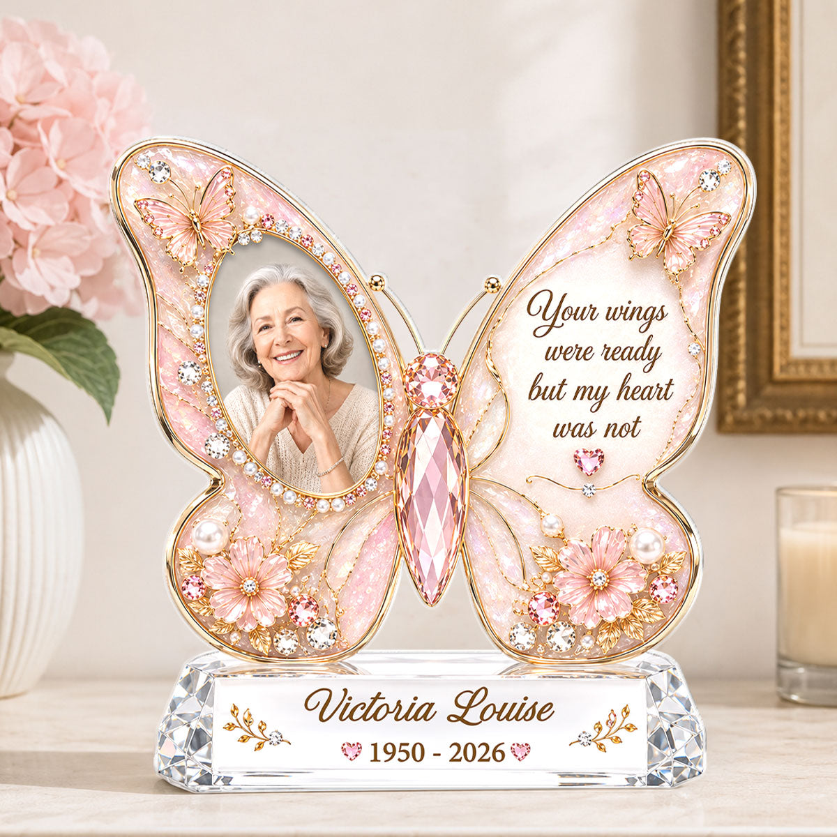Memorial Butterfly Custom Photo - Personalized Acrylic Block Plaque - Heartfelt Sympathy Gift for Loved Ones
