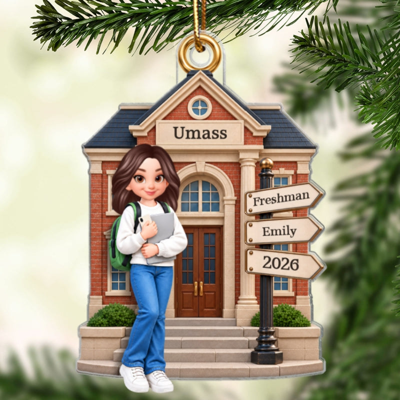 1st Year Of College 2D Flat - Personalized Acrylic Ornament - Christmas Gift for Freshman