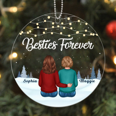 Besties Best Friends Sisters Forever Personalized Christmas Acrylic Ornament