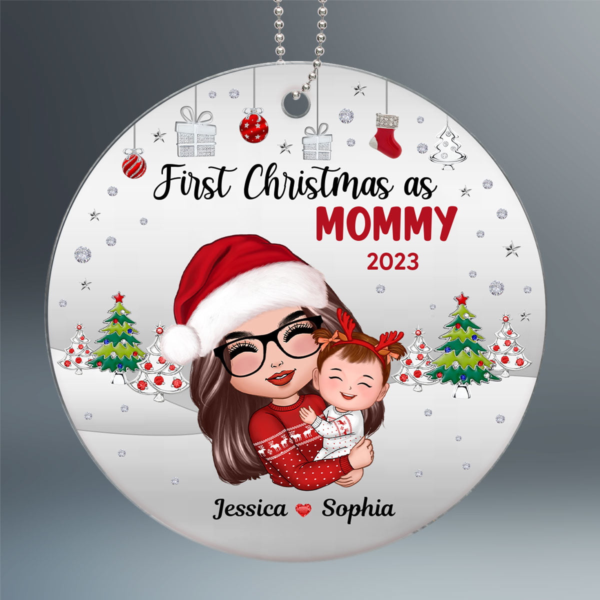 First Christmas As Mommy Personalized Acrylic Ornament