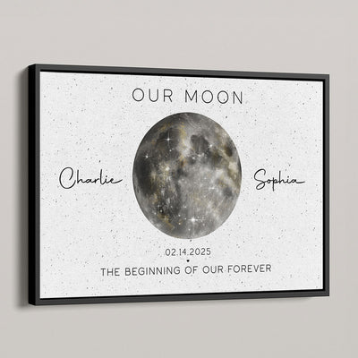 Our Moon Golden Dust Moon Phase Art Anniversary For Wife, Gift for Husband Couple Wedding Anniversary Gift Personalized Poster