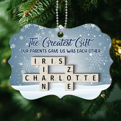 The Greatest Gift Our Grandparents Gave Us Was Each Other, Crossword Puzzle Art Personalized 2-Layered Wooden Ornament