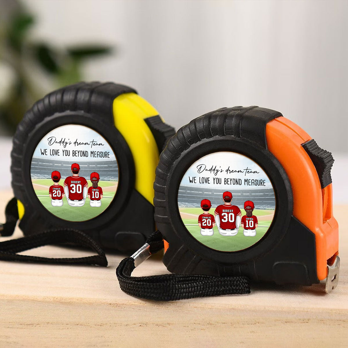 Baseball Daddy's Dream Team Love You Beyond Measure Personalized Tape Measure, Gift For Dad