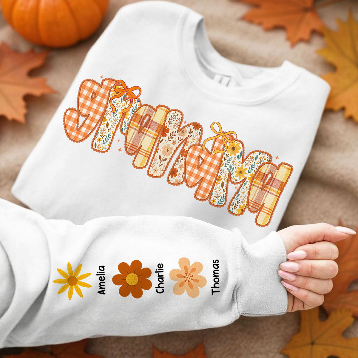 Preppy Retro Floral Fall - Personalized Sweatshirt - Fall Cozy Gift