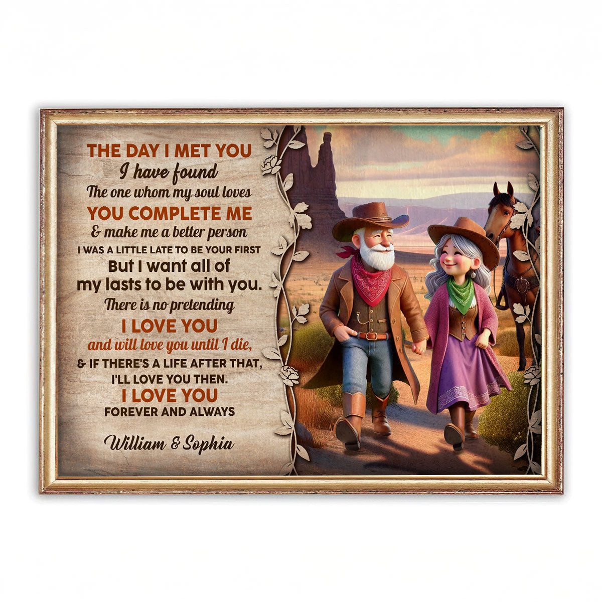 The Day I Met You Cowboy Happy Old Couple Personalized Poster, Anniversary  Gift For Him, For Her, Husband, Wife
