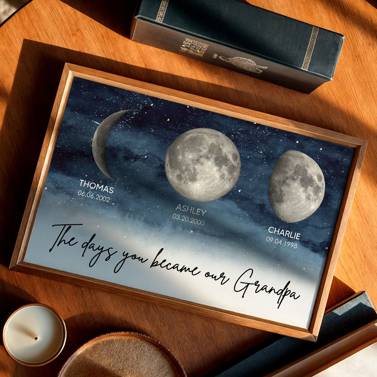 Starry Night Custom Birth Moon Phase The Days You Became Our Grandpa Personalized Poster