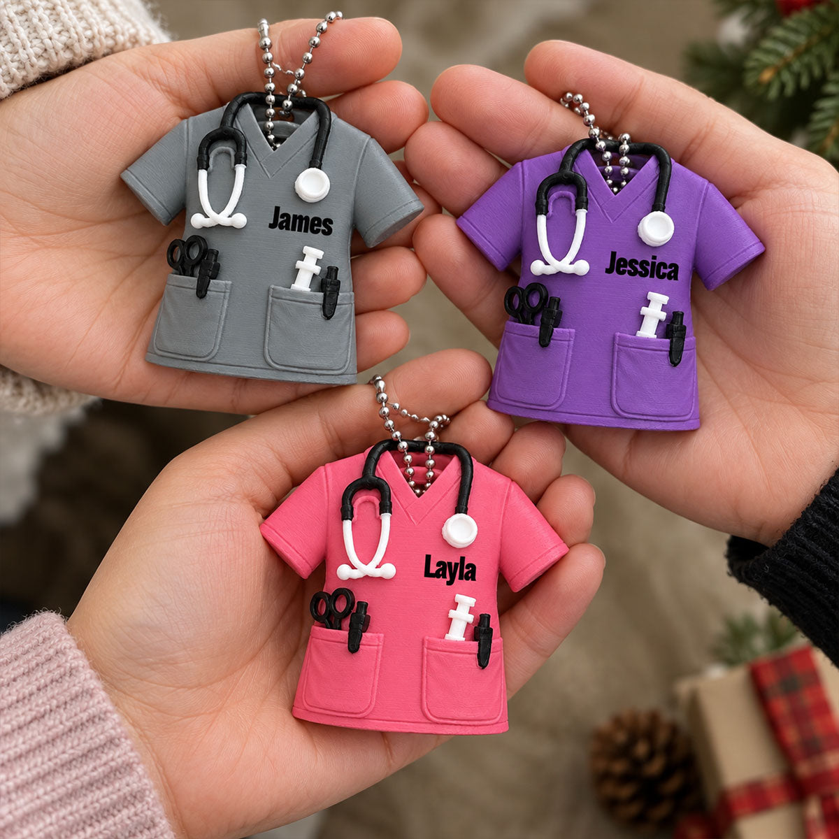 3D Printed Nurse Scrub Custom Name - Personalized 3D Ornament - Christmas Gift For Nurse, RN