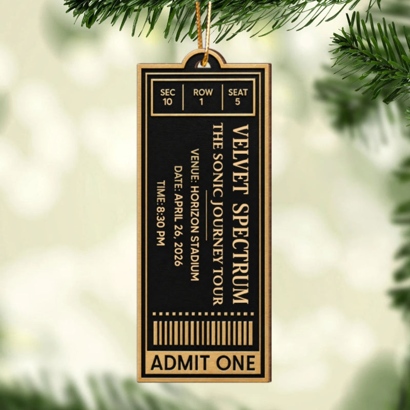 Custom Concert Ticket - Personalized Wooden Ornament - Christmas Favorite Music Keepsake Gift for Daughter, Son, Best Friends