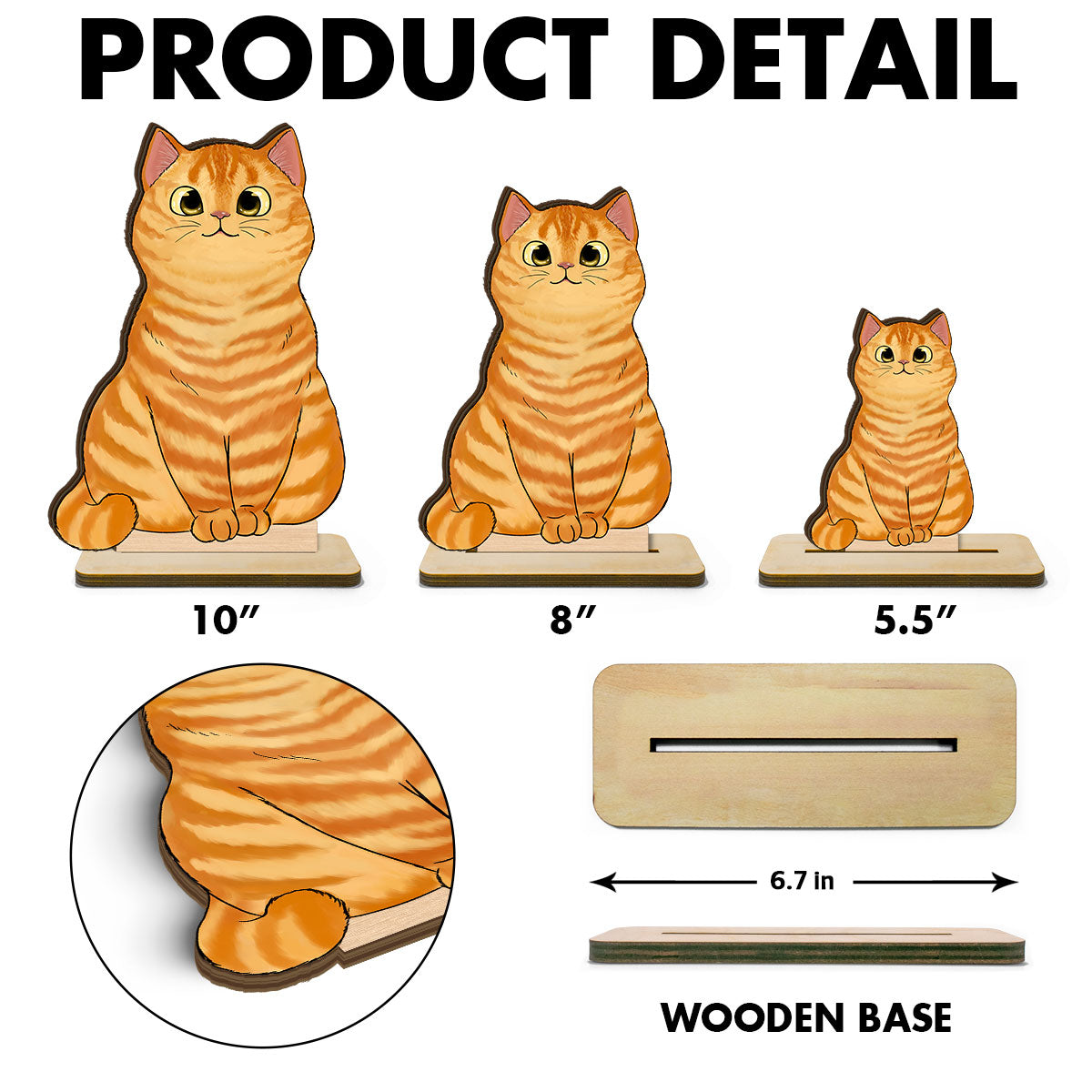 Cute Fluffy Cats Home Decor Gift For Cat Lover Personalized Standing Wooden Plaque