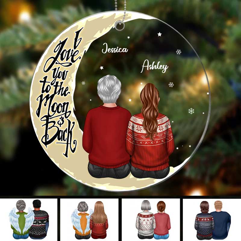 Grandma Adult Grandkids On Moon Personalized Acrylic Ornament