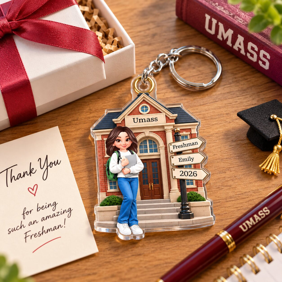 1st Year Of College 2D Flat - Personalized Acrylic Keychain - Christmas Gift for Freshman