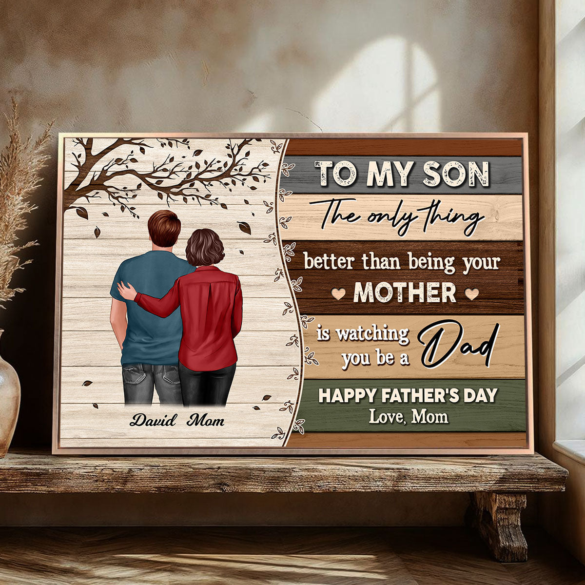 To My Son From Mom Happy Father's Day Colorful Pallets Texture Personalized Poster