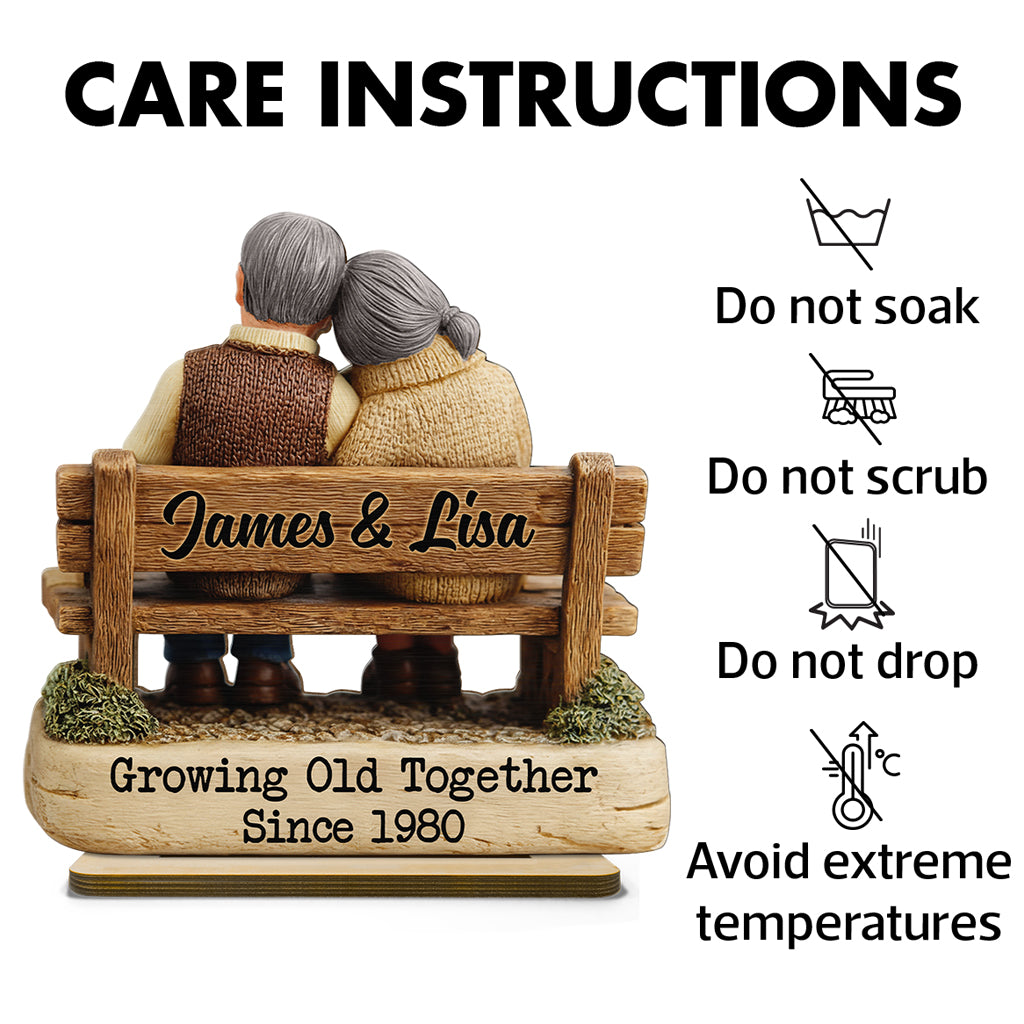 Growing Old Together Couple  - Personalized Standing Wooden Plaque - Gift for Couple